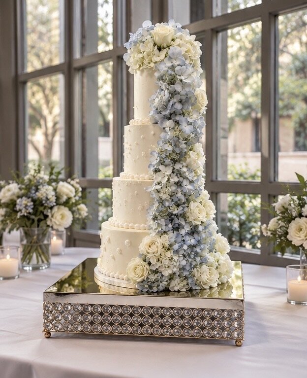 Hydrangea Cascade wedding cake